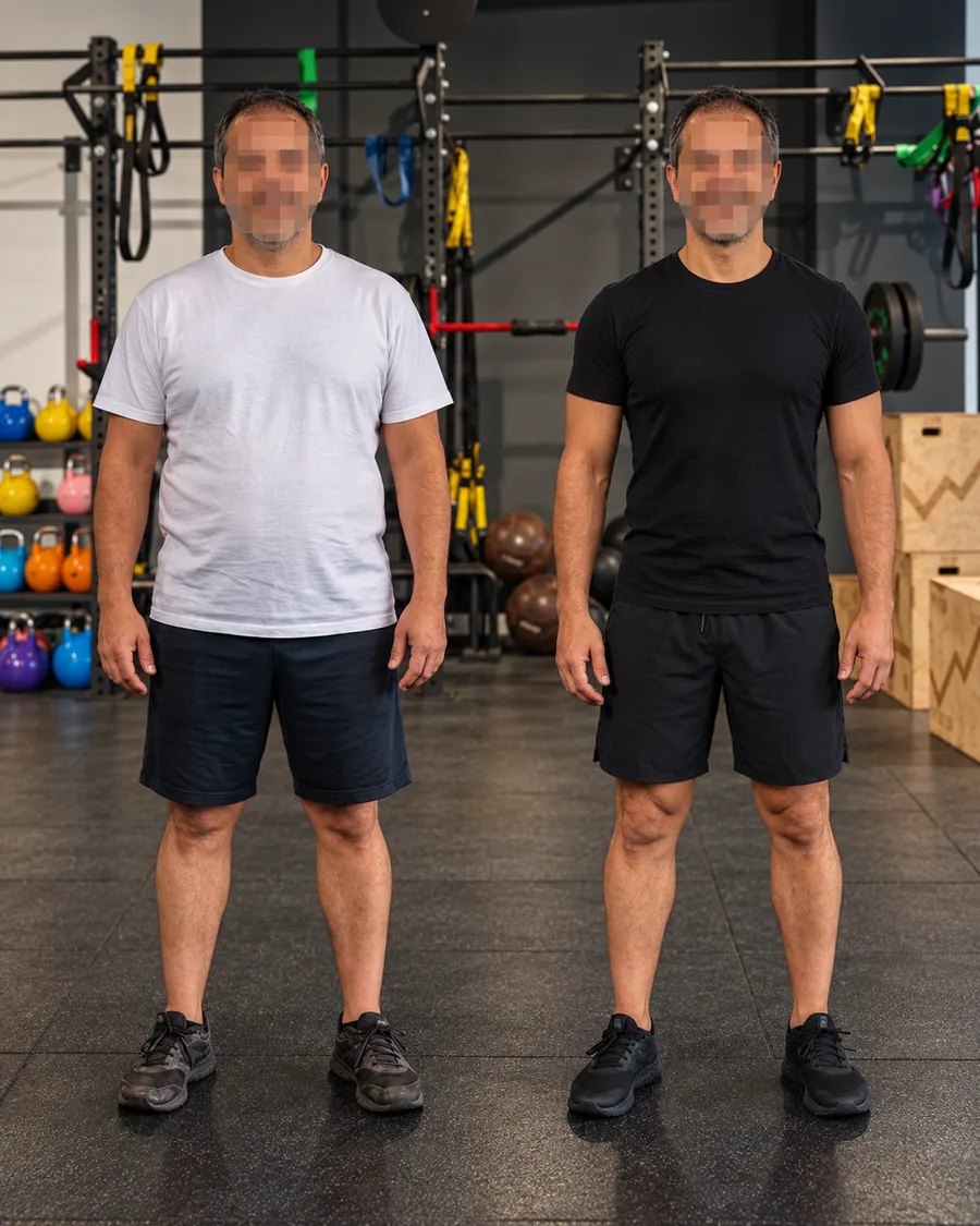 Antes y después de un cliente del Reto AFULL 90 días en Murcia